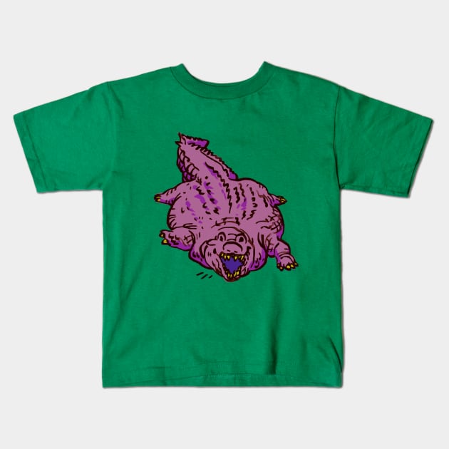 purple flat fuck friday meme crocodile / chonker alligator Kids T-Shirt by mudwizard